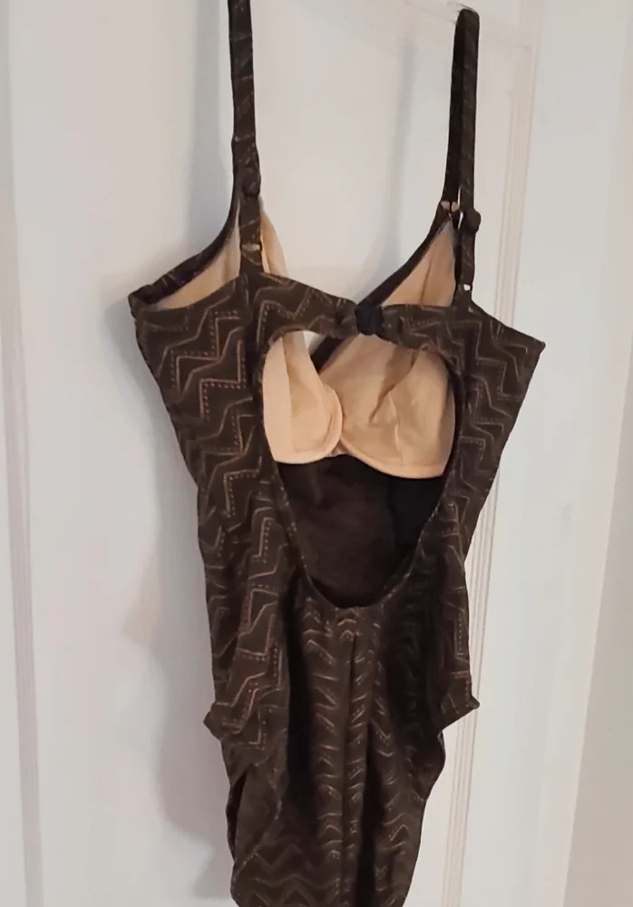 Sexy Brown & Shiny Gold French-cut 1 piece Swimsuit